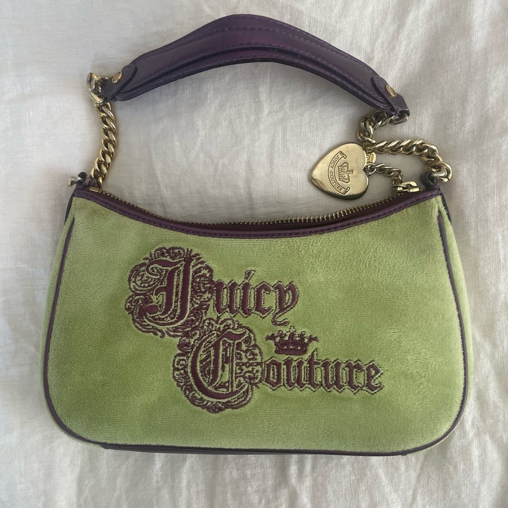 Vintage Juicy Couture Green and Purple Velour Y2K Purse